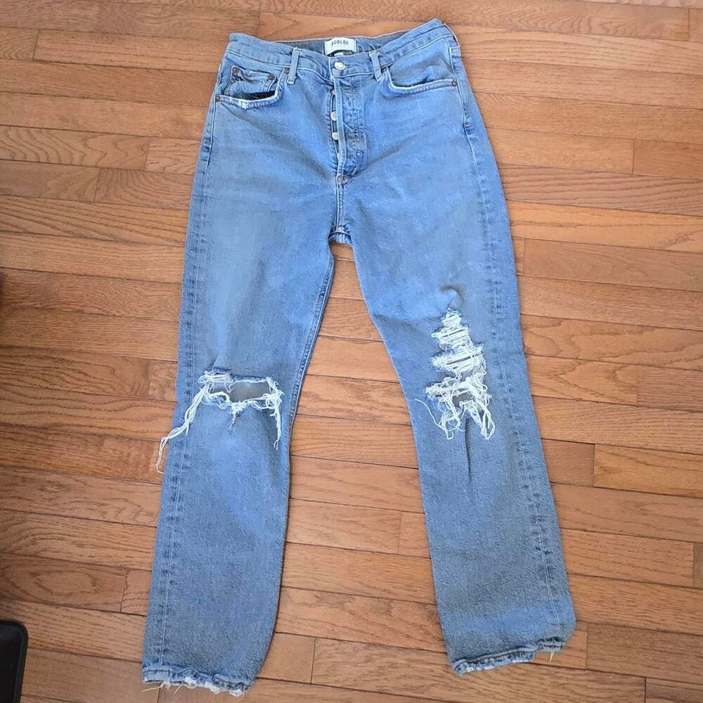 Agolde womens destroyed holey riley jeans 28